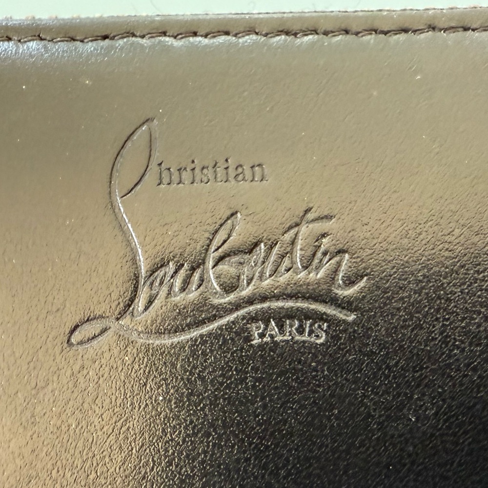 Christian Louboutin Panettone Wallet, Black With Gold Logo Embroidery, RARE - Picture 7 of 16